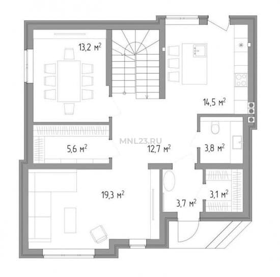 Планировка: Дом 162 м² в Краснодаре в КП Аристократ, этаж 1