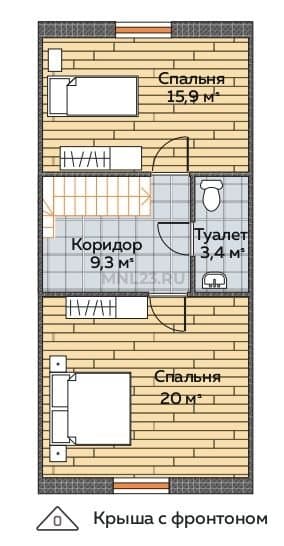 Планировка: Дом 50 м² (1) в Краснодаре в КП Левый берег, этаж 2