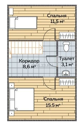 Планировка: Дом 70 м² в Краснодаре в КП Левый берег, этаж 2