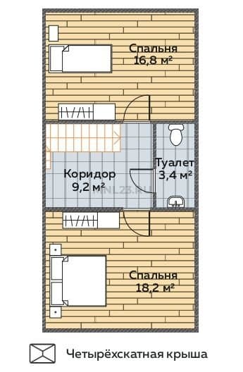 Планировка: Дом 85 м² в Краснодаре в КП Левый берег, этаж 2