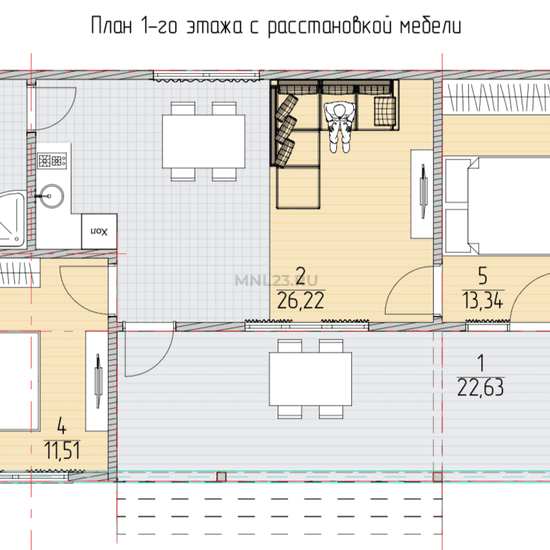 Планировка: Дом 78 м² в Краснодаре в КП Долина яблок