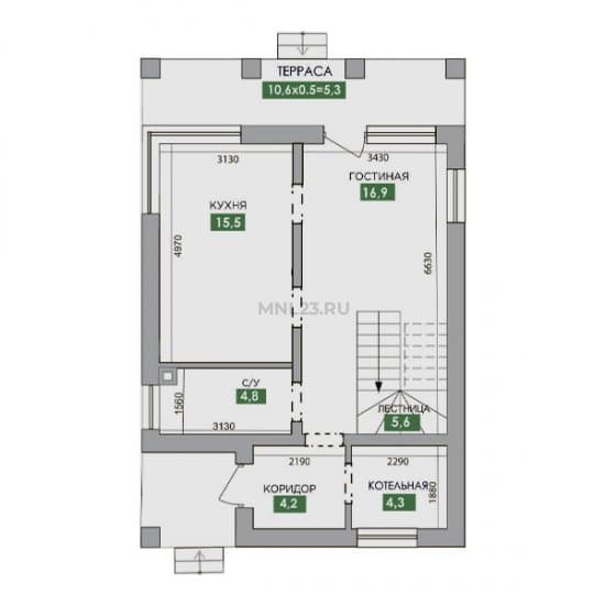 Планировка: Дом 132 м² в Краснодаре в КП Домино, этаж 1