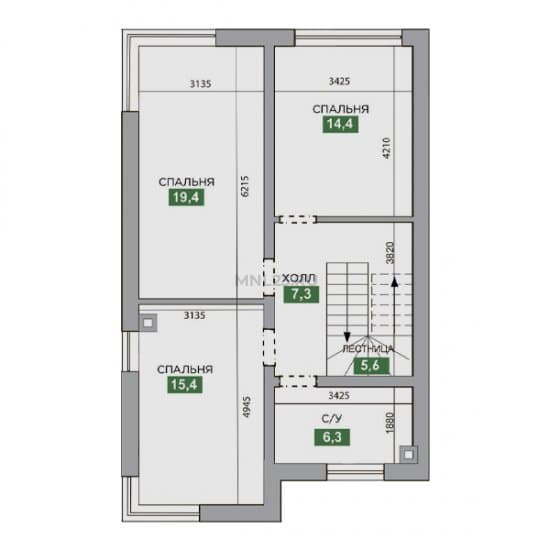 Планировка: Дом 132 м² в Краснодаре в КП Домино, этаж 2