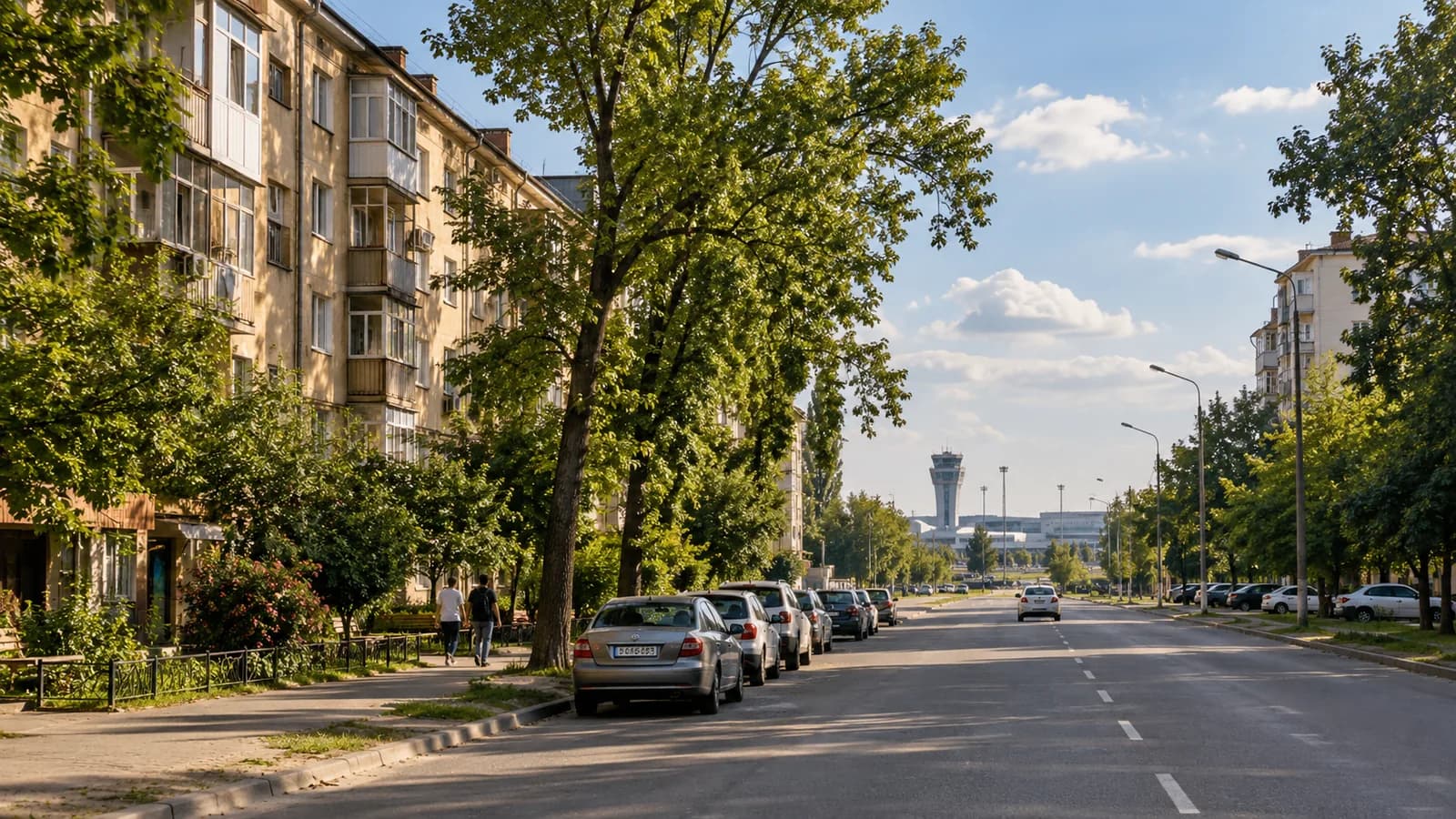 Авиагородок: атмосферная редакционная визуализация, не фотография конкретной улицы, дома или текущего состояния территории.