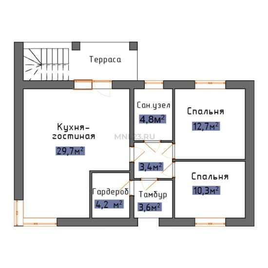 Планировка: Дом 79 м² в Краснодаре в КП Астра