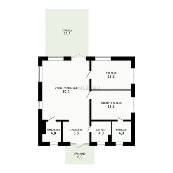 Планировка: Дом 101,35 м² в Краснодаре в КП Барнхутор