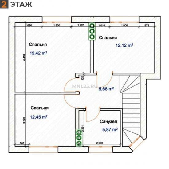 Планировка: Дом 118 м² тип А в Краснодаре в КП Виктория, этаж 2
