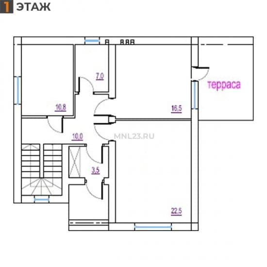 Планировка: Дом 140.5 м² в Краснодаре в КП Вилла Роз, этаж 1