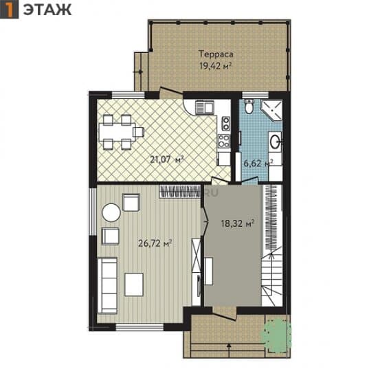Планировка: Дом 140.72 м² в Краснодаре в КП Близкий, этаж 1