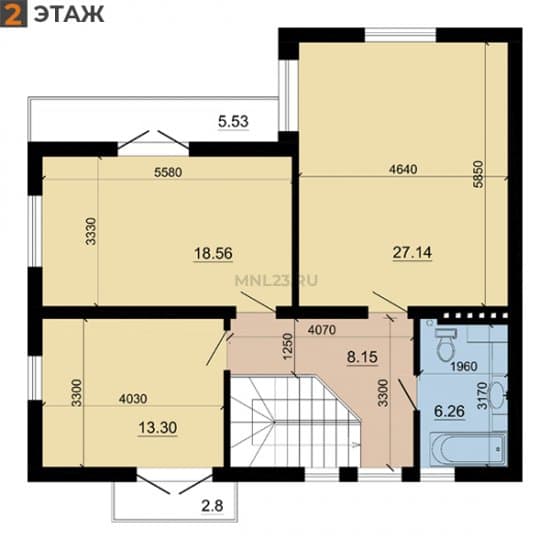 Планировка: Дом 156 м² в Краснодаре в КП Малиновка, этаж 2