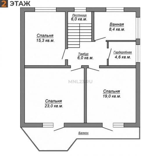 Планировка: Дом 170 м² в Краснодаре в КП Адмиралтейский, этаж 2