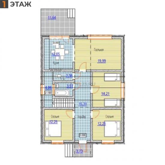 Планировка: Дом 170 м² в Краснодаре в КП Виктория Престиж, этаж 1