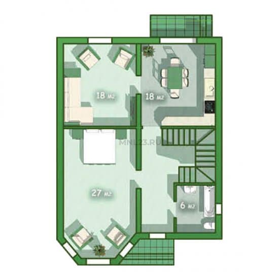 Планировка: Дом 158 м² в Краснодаре в КП Изумрудный Город, этаж 1