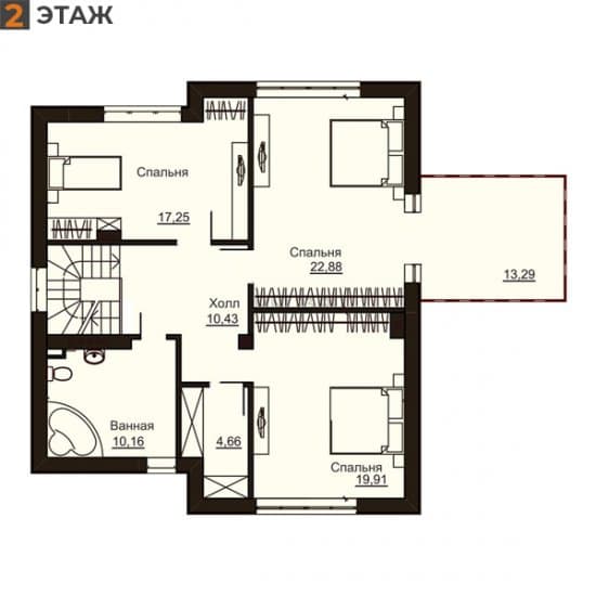 Планировка: Дом 185 м² в Краснодаре в КП Немецкая Деревня, этаж 2