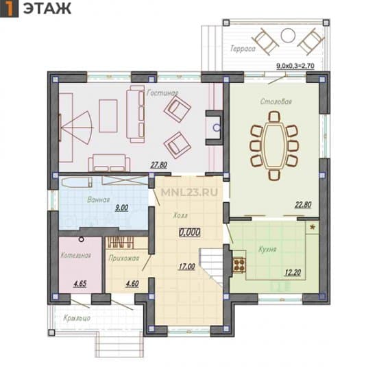 Планировка: Дом 200 м² в Краснодаре в КП Лазурный Берег, этаж 1