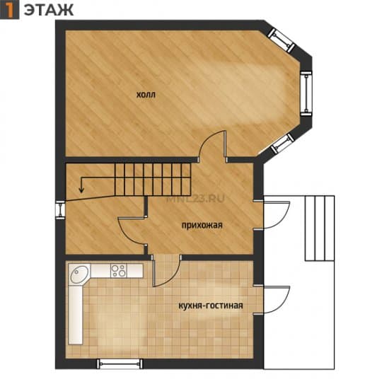 Планировка: Дом 79.2 м² тип А в Краснодаре в КП Золотой Город, этаж 1