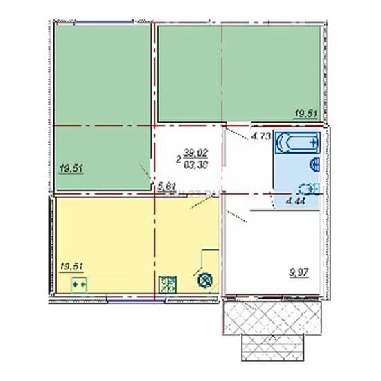Планировка: Дом 83.78 м² в Краснодаре в КП Вишневый Сад