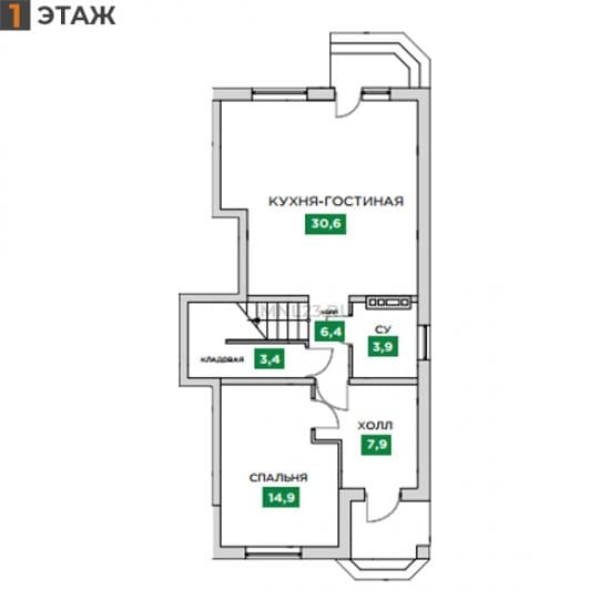 Планировка: Дуплекс 130 м² в Краснодаре в КП Знатный Двор, этаж 1