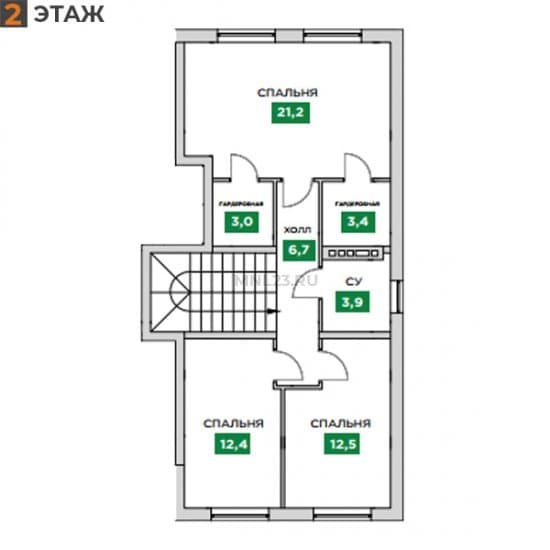 Планировка: Дуплекс 130 м² в Краснодаре в КП Знатный Двор, этаж 2