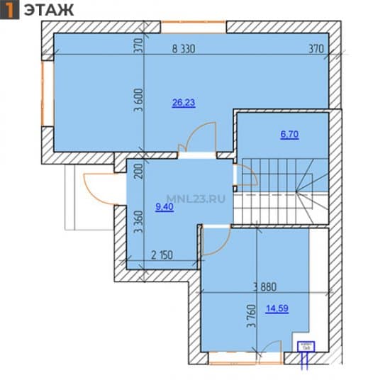 Планировка: Таунхаус 160 м² в Краснодаре в КП Радужный, этаж 1