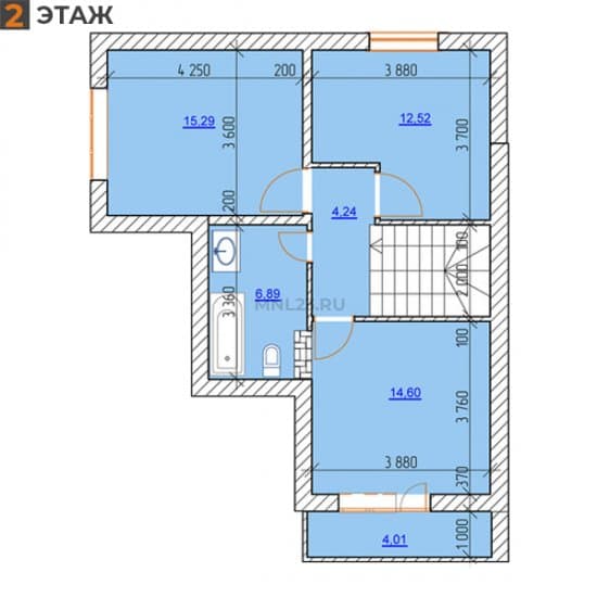 Планировка: Таунхаус 160 м² в Краснодаре в КП Радужный, этаж 2