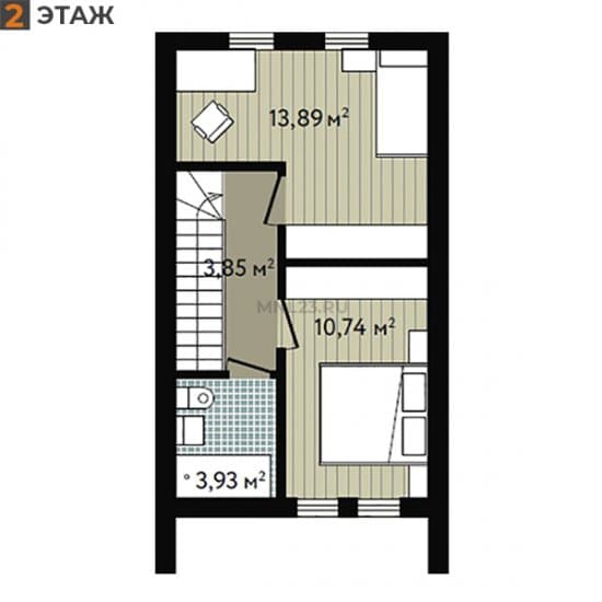 Планировка: Таунхаус 67.49 м² в Краснодаре в КП Близкий, этаж 2