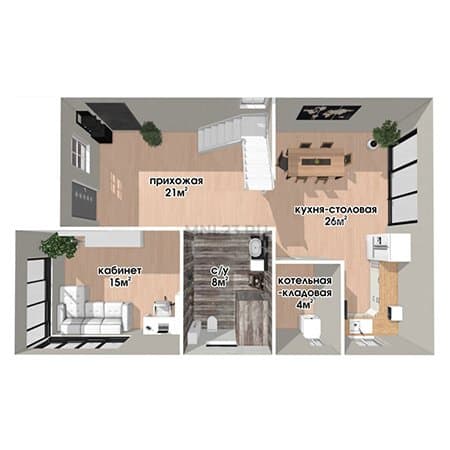 Планировка: Дом 154 м² в Краснодаре в КП Венский бульвар, этаж 1
