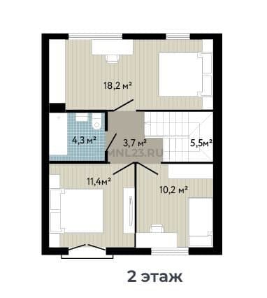 Планировка: Дом 101.8 м² в Краснодаре в КП Близкий, этаж 2