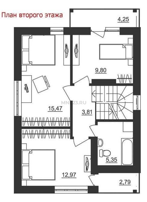 Планировка: Дом 99.40 м² в Краснодаре в КП Немецкая деревня, этаж 2