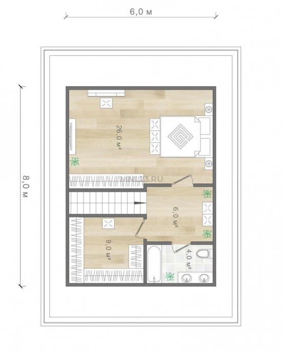 Планировка: Дом 120 м² (2) в Краснодаре в КП Династия, этаж 2
