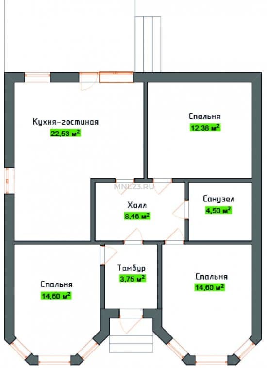 Планировка: Дом 82 м² (1) в Краснодаре в КП Знаменский