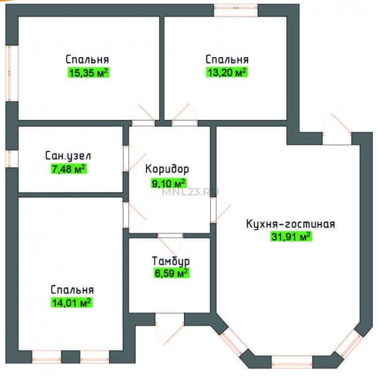Планировка: Дом 103.5 м² в Краснодаре в КП Знаменский