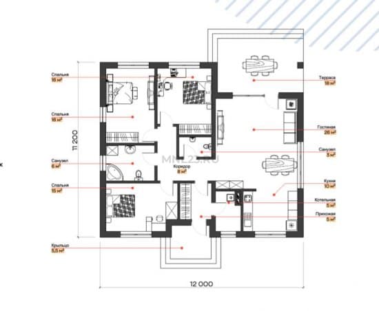 Планировка: Дом 110 м² в Краснодаре в КП Гармония