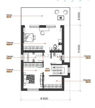 Планировка: Дом 140 м² в Краснодаре в КП Гармония, этаж 2