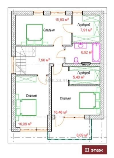 Планировка: Дом 139 м² в Краснодаре в КП Парковый, этаж 2